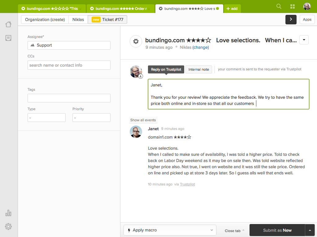 Trustpilot Reviews App Integration with Zendesk Support