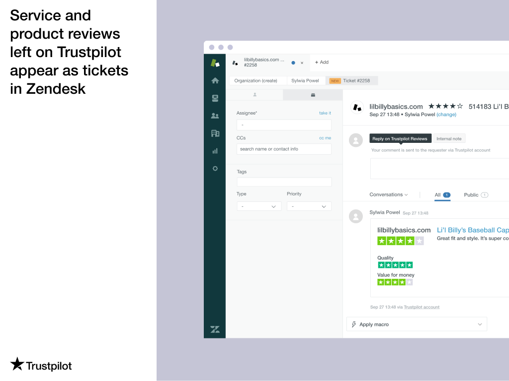 Trustpilot Reviews primary marketing image — Agent Productivity app on the Zendesk Marketplace